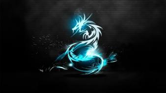 Abstract blue dragons amd wallpaper
