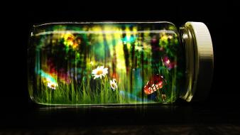Abstract flowers drugs artwork black background wallpaper