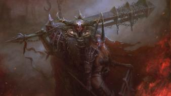Art armor red eyes artwork chains swords wallpaper