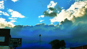 Blue clouds black trees storm basketball skyscapes birmingham wallpaper