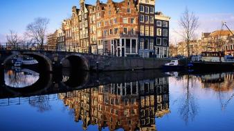 Cityscapes netherlands holland amsterdam reflections wallpaper
