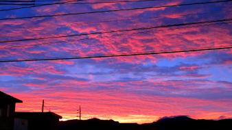 Clouds power lines nightfall wallpaper