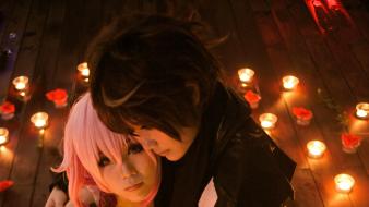 Crown ouma shu ornaments yuzuriha inori hugging wallpaper