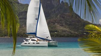 French polynesia tahiti catamaran wallpaper