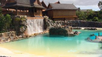 Houses waterfalls
