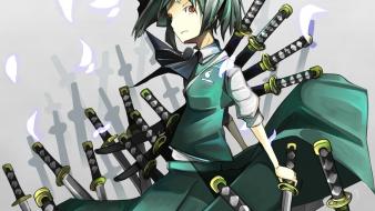 Katana weapons konpaku youmu short hair swords wallpaper