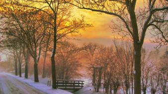 Landscapes winter roads morning wallpaper