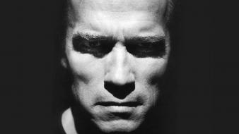 Men grayscale arnold schwarzenegger faces wallpaper