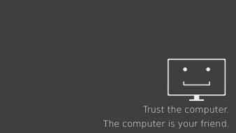 Minimalistic computers smiley face simple grey background screens wallpaper
