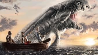 Monsters artwork sea wallpaper