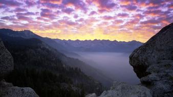 Mountains clouds trees rocks california wallpaper