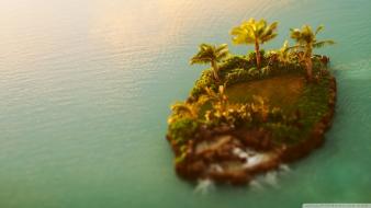 Nature trees islands tilt-shift palm sea wallpaper