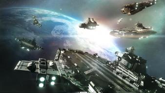 Outer space battleship wallpaper