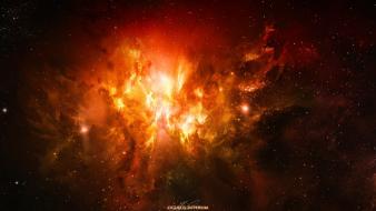 Outer space red fire artwork