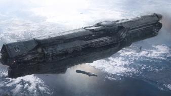 Space futuristic spaceships artwork infinity halo 4 wallpaper