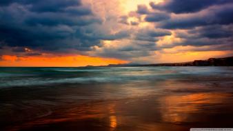 Sunset clouds nature beach seascapes sea wallpaper