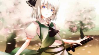 Video games touhou konpaku youmu short hair white wallpaper