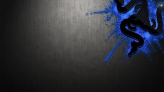 Digital art logos logo black and blue wallpaper
