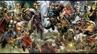 Comics thor marvel loki lithograph asgard wallpaper
