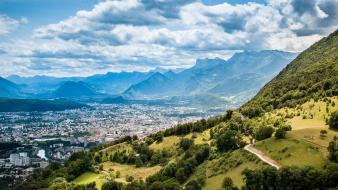 Landscapes nature trees forest hills france town wallpaper