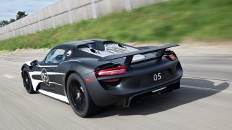 Porsche cars sports 918 spyder black prototype racing wallpaper