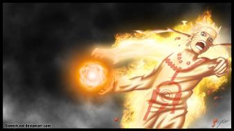 Shippuden uzumaki naruto rasengan chakra mode bordered wallpaper