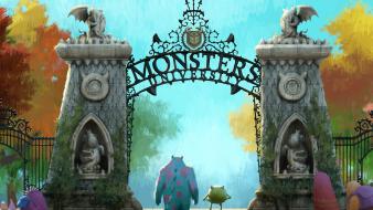 Trees monsters gate animation fan art university wallpaper
