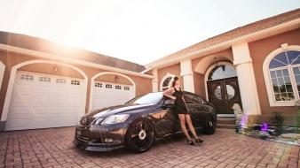 Women sun black cars hose wallpaper