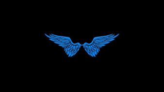 Angels blue wings black minimalistic simple wallpaper