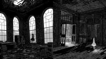 Artwork window panes wooden floor daniel danger wallpaper