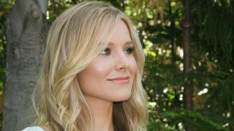 Blondes women kristen bell white dress board wallpaper