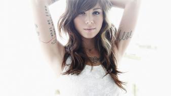 Brunettes tattoos women christina perri white background wallpaper