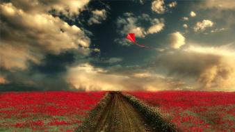 Clouds flowers deviantart kite wallpaper