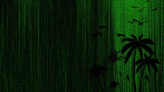 Green birds palm trees bay mr.tuk new leather wallpaper