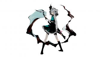 Hair gray simple background anime girls white wallpaper