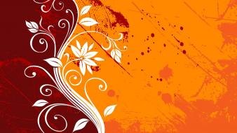 Leaf orange grunge vector graphic design floral wallpaper