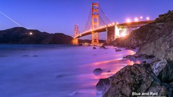 Light night rocks golden gate bridge san francisco wallpaper