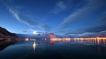 Mountains nature night lights stars city skyscapes nightfall wallpaper