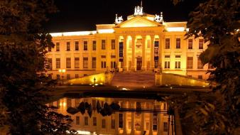 Night lights hungary museum szeged wallpaper