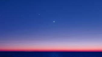 Sunset nature stars jupiter venus skyscapes waterscapes sea wallpaper