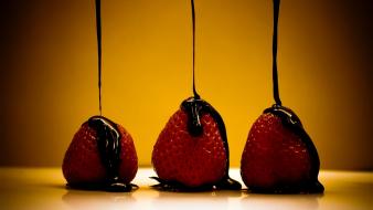 Fruits chocolate food strawberries wallpaper