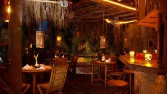 Houses summer romantic evening wallpaper
