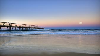 Landscapes nature beach waves moon pier australia wallpaper