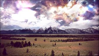 Landscapes outer space forest planets fantasy art skyscapes wallpaper