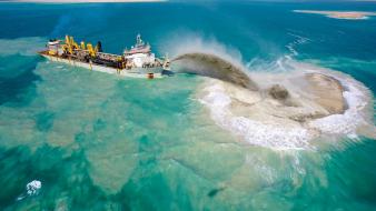 Sand ships sea wallpaper