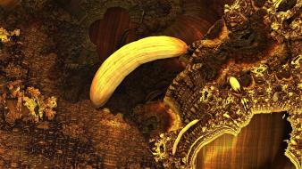 Abstract gold golden bananas digital art wallpaper