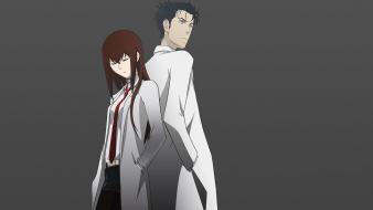 Background girls black grey gradient lab coats wallpaper