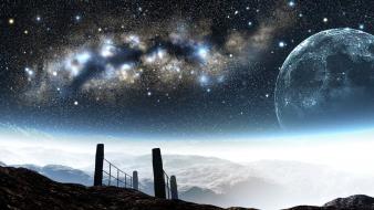 Digital art milky way starry horizon sky wallpaper