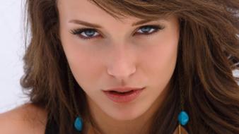 Eyes blue malena morgan faces white background wallpaper