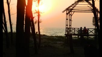 Hut tarkarli, beach, sunset, goa, malvan, india wallpaper
